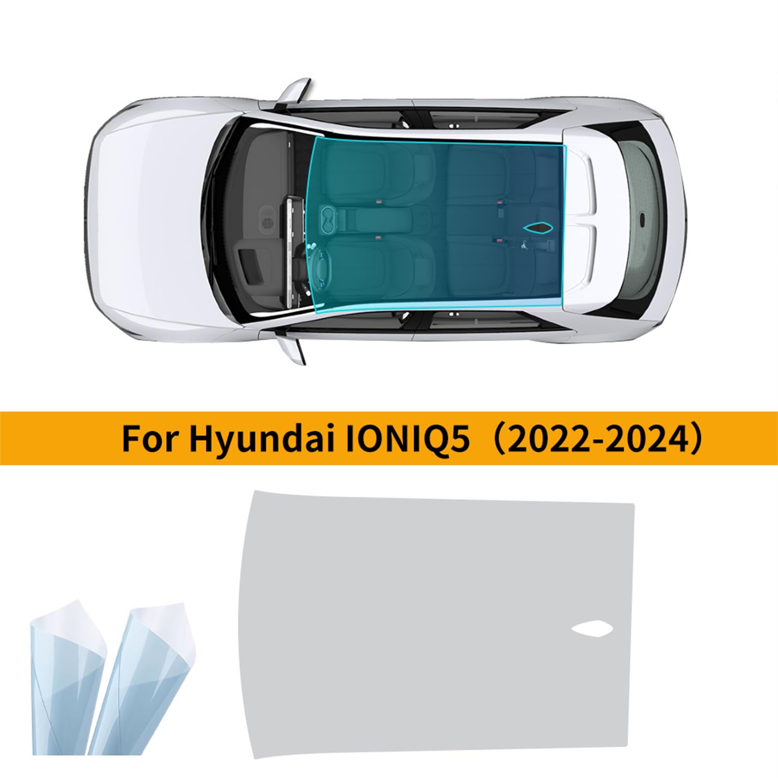 für Hyundai IONIQ (Eni Krypton) 5 2022-2024 8.5mil TPU PPF Solar Fenstertönung für Autodach Oberlicht Vorgeschnittene Selbstklebende Transparent Lackschutzfolie Zubehör Eisblau 1Stück