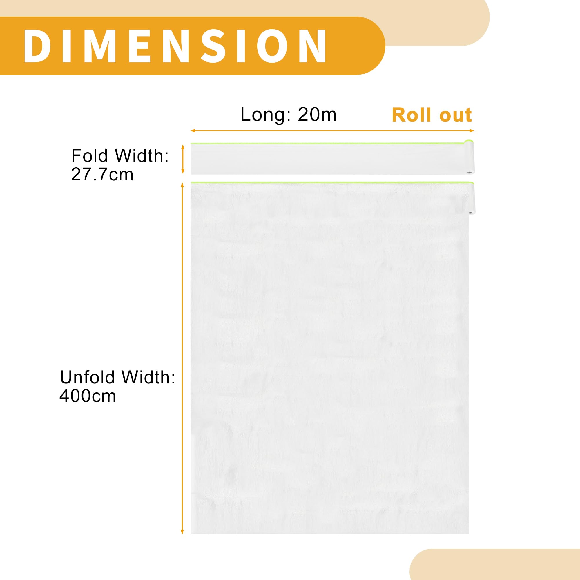 Partuto 1 Pcs Universal Pre-Taped Masking Film Plastic Cover PE Film Paper White Green 400x2000cm / 65.62ftx157.48 - Image 4