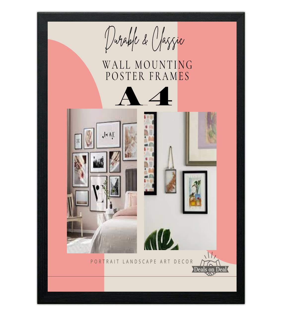 DEALS ON DEAL Modern Wooden Picture Frame Photo Frame Wall Art Poster Frames With Clear Perspex Safety Glass to Hang Portrait or Landscape (A4 (21.0 x 29.7cm), BLACK)
