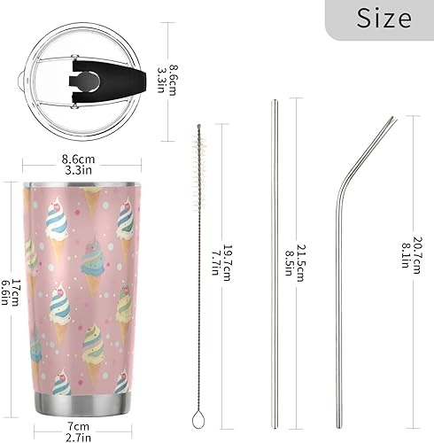 Miniatura 3 de Lindas tazas de acero inoxidable para helado con tapas reutilizables con tapa y pajita, tazas de viaje para acampar, vasos modernos con tapas termo