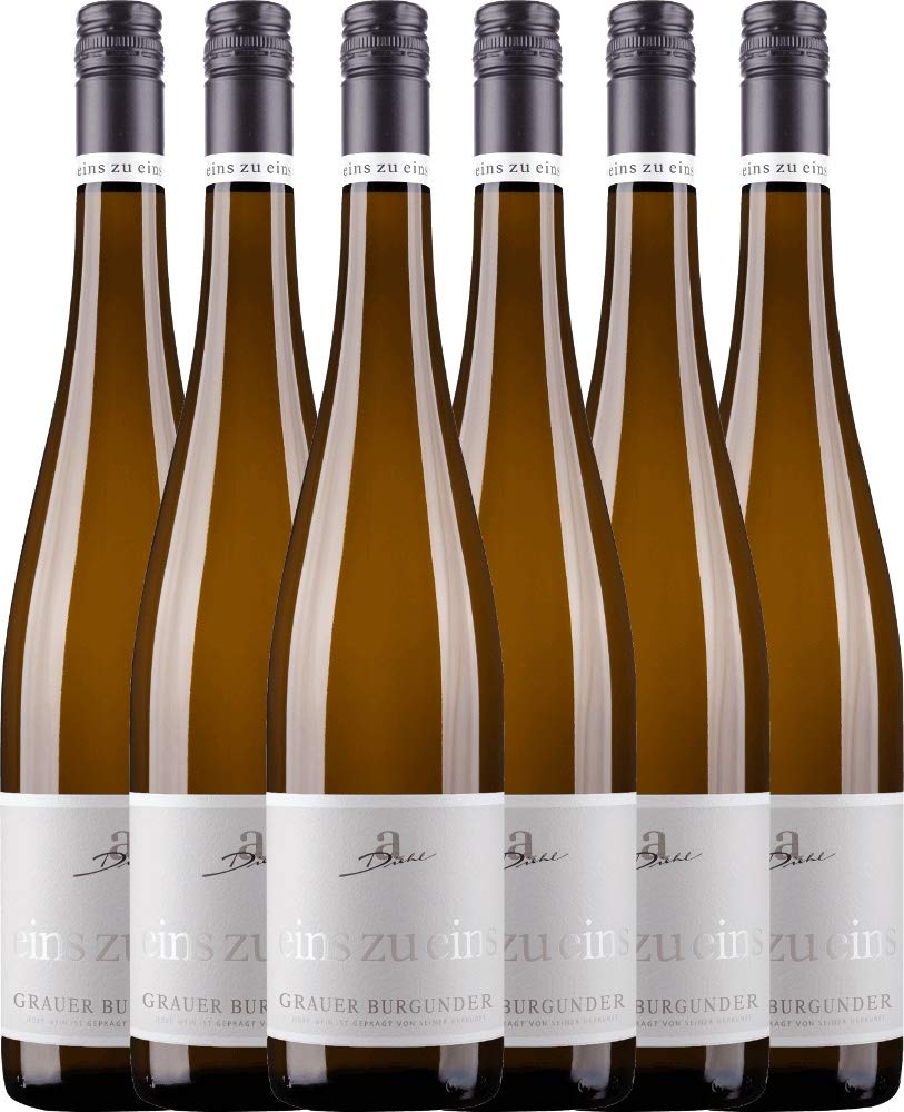 Grauer Burgunder eins zu eins Kabinett von A. Diehl - Weißwein 6 x 0,75l VINELLO - 6er - Weinpaket inkl. kostenlosem VINELLO.weinausgießer