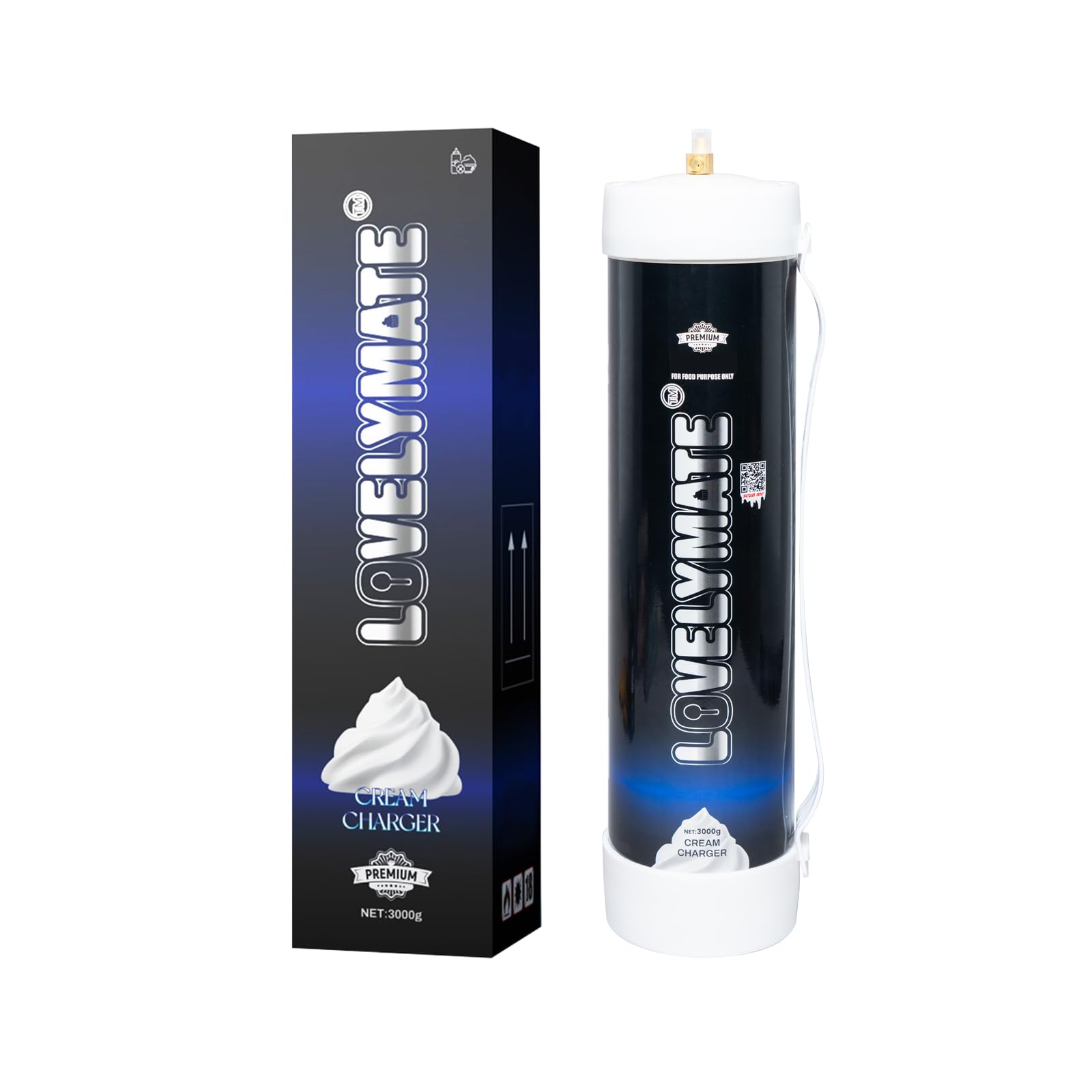 Lovemate Large Whipped Cream Chargers 4.4l - 3000g Tanks Food Grade Kitchen Tools (3000g - 1piece)
