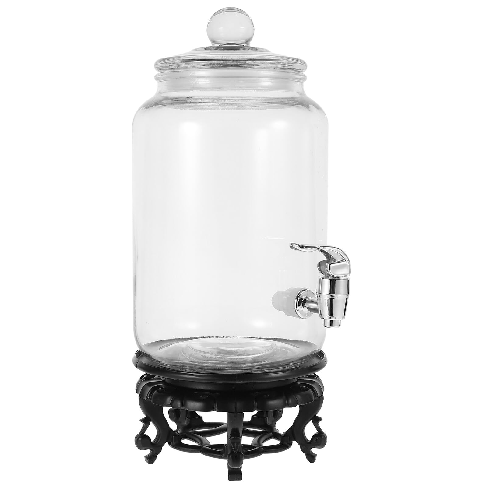 Homoyoyo Großes Getränkebehälter aus Glas 2,5l mit Zapfhahn und Abs Basis für Weinherstellung und Indoor Outdoor Gebrauch