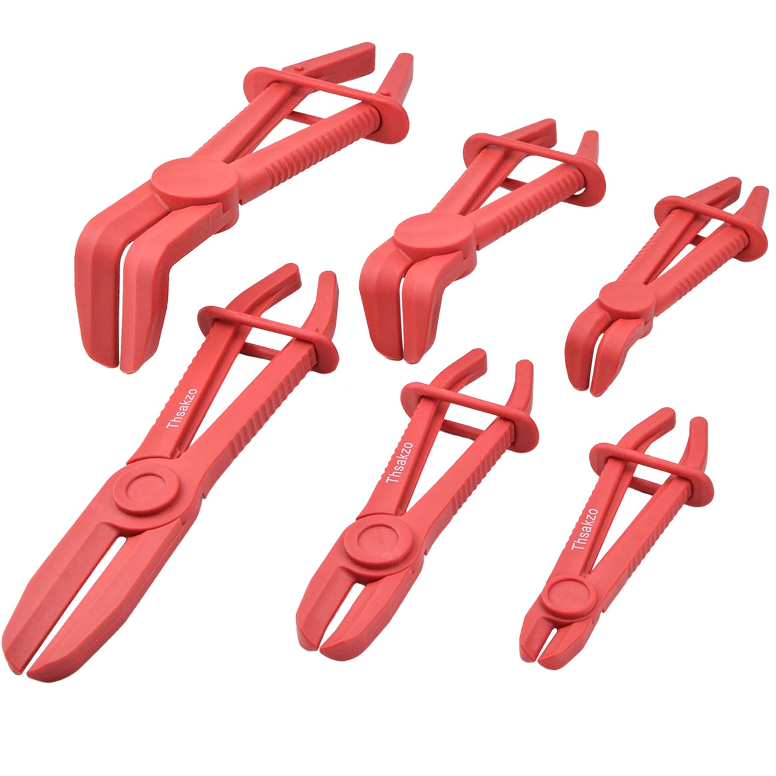 Thsakzo 6 Pieces Hose Clamp Pliers Set, Straight & 90° Hose Clamp Pinch Off Pliers for Fuel, Coolant, Brake, Water Lines