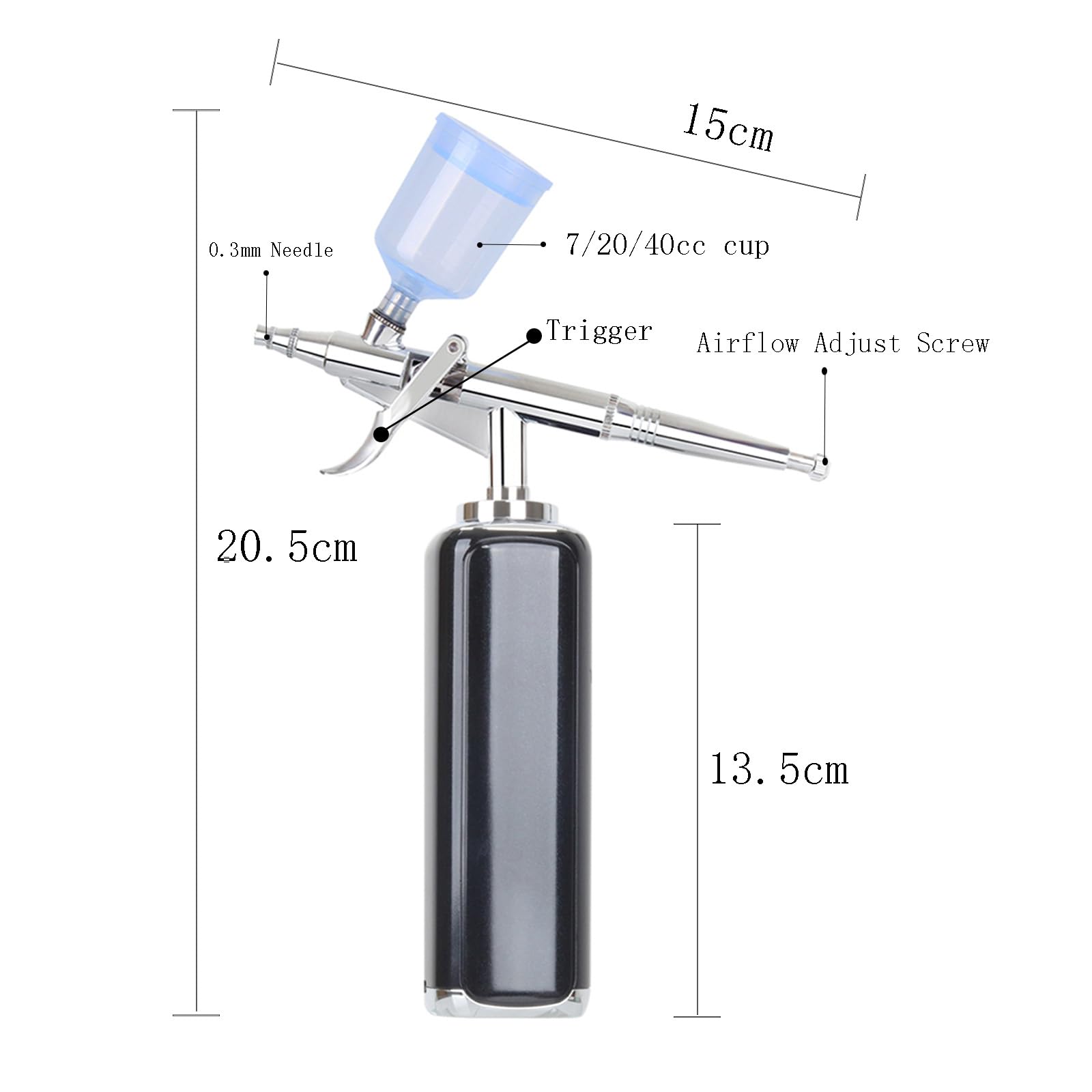 Kit d'aérographe portable sans fil 27 psi, compresseur d'aérographe portable sans fil, rechargeable, mini aérographe pour barbier, peinture de modèle, nail art, maquillage, tatouage (noir)