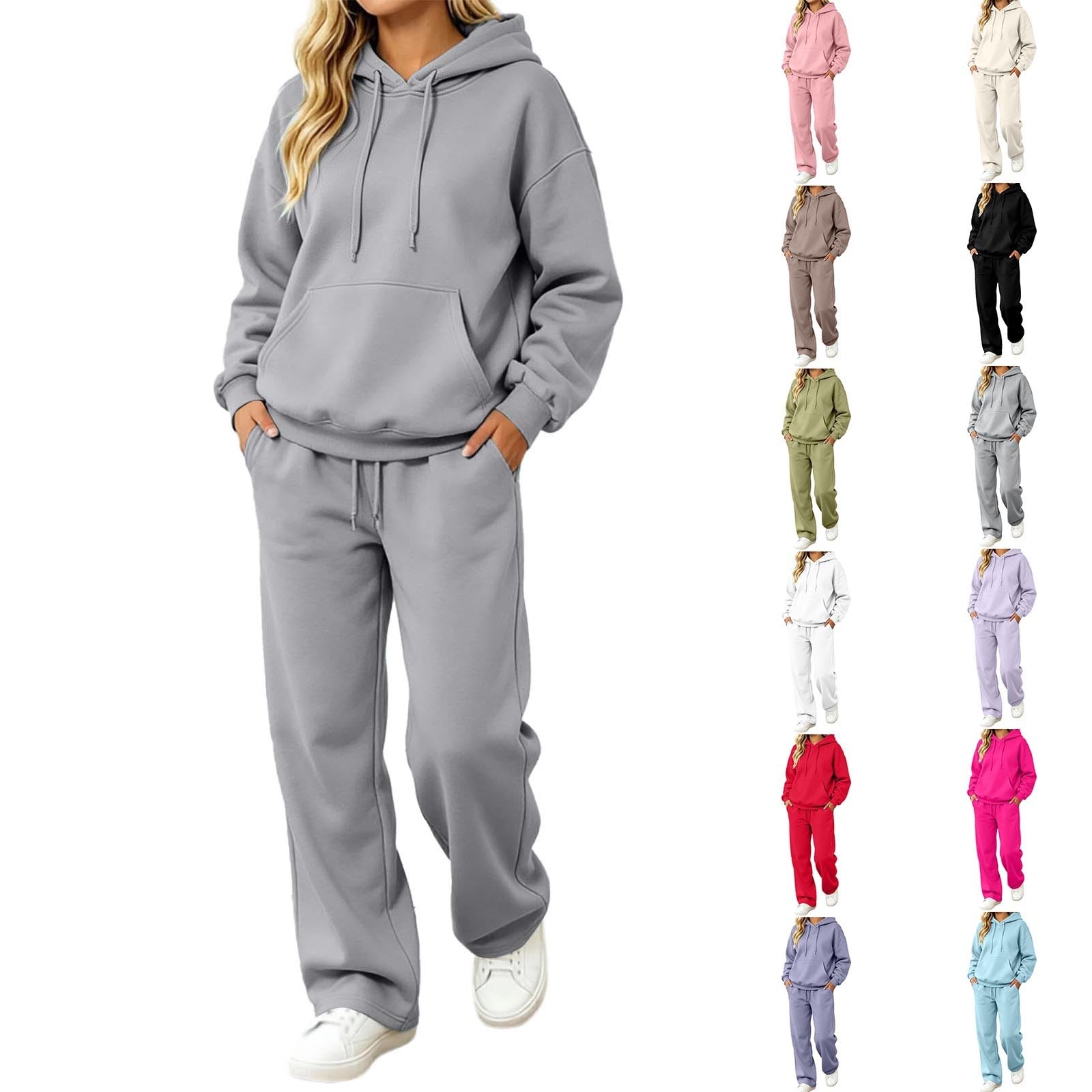 Genérico Chandal Mujer Completo Conjuntos Deportivos Talla Grande Ropa Deportiva Invierno Otoño Sudadera Manga Larga Gimnasio Sudaderas con Capucha y Pantalón Conjunto Deportivo Dos Piezas S-3XL