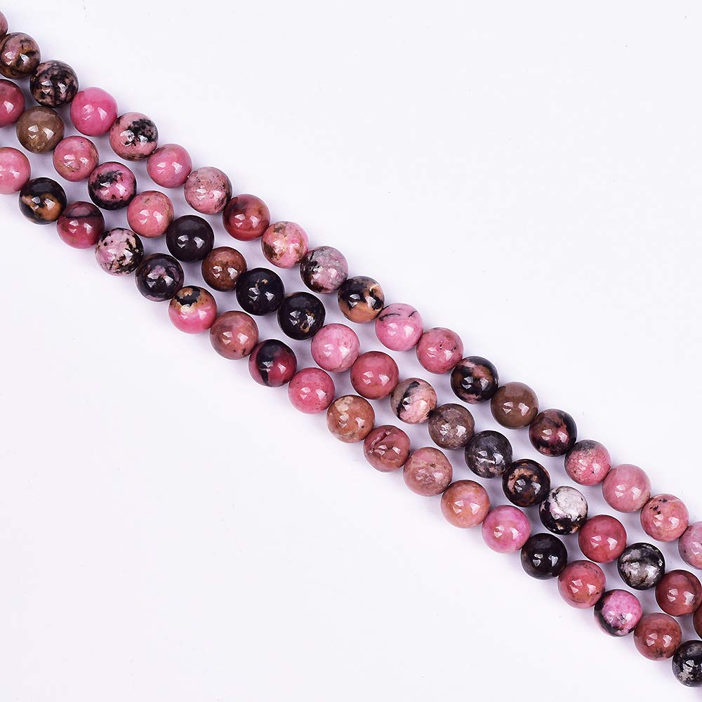 Asingeloo Natural Stone Beads Crystal Energy Stone Healing Power for Jewelry Making DIY Handmade Crafts (8mm, Rhodonite Gemstone) โ image 1