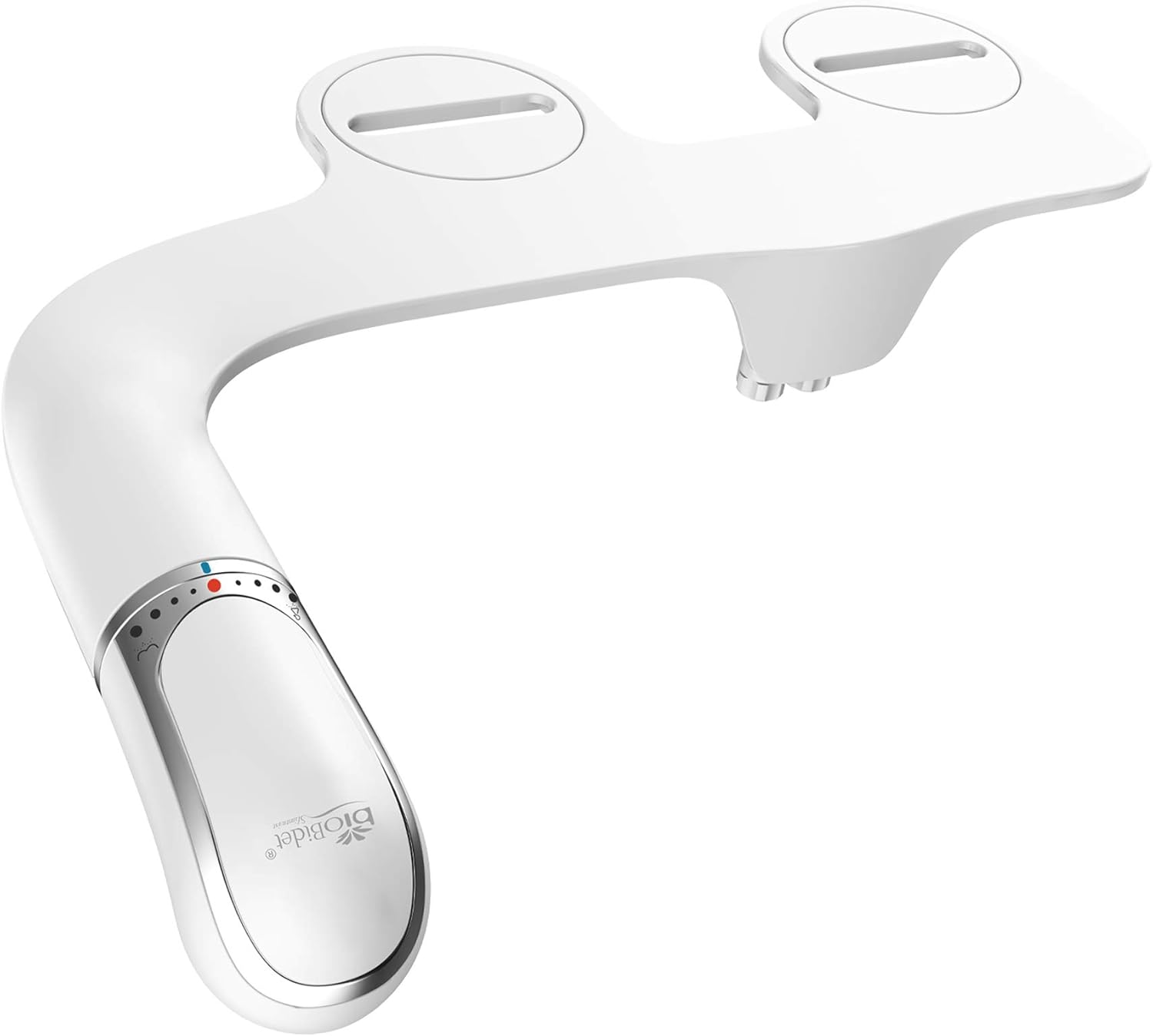 Bio Bidet SlimTwist Simple Bidet Toilet Attachment in White with Dual Nozzle, Fresh Water Spray, Non Electric, Easy to Install, Brass Inlet and Internal Valve - - 