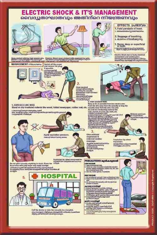First Aid & CPR Educational Wall Art Poster (Malayalam) | Workplace Safety Awareness Decor | Industrial & Home Emergency Training Visual Guide (2x3 Feet, Eco Vinyl-Unframed)-image-13