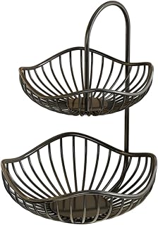 YWJLQH de Doble Capa, Bandeja Moderna para Encimera, Soporte Decorativo para Verduras, Frutero de Hierro Resistente, Color Negro, tal como se describe, 30cmx40cm