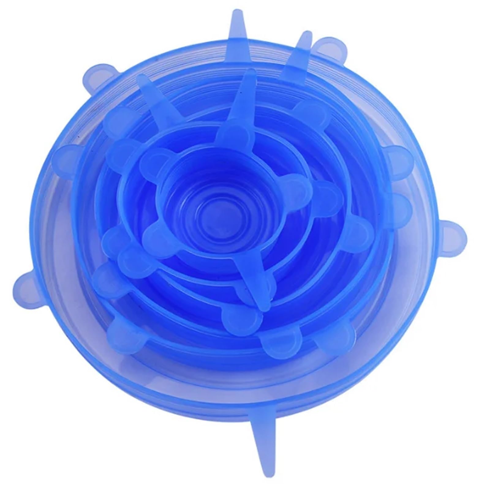 3Sets Silicone Preservation Cover Reusable Airtight Food Universal Dish Stretch Round Lids For Kitchen Accessories for Bowls Jars(Blue)