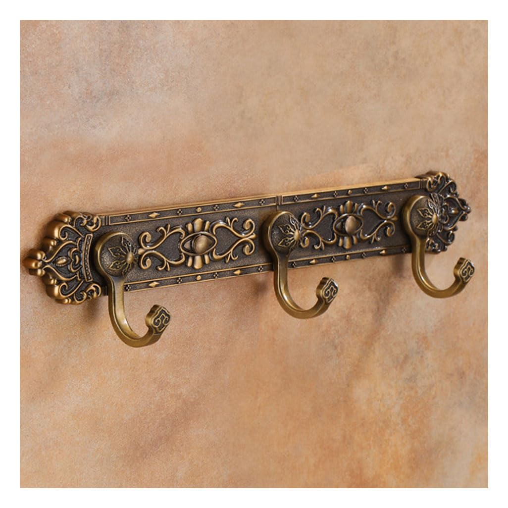 LMYSXAOZ Vintage Metal Coat Rack Wall Mount, Aluminum Thickened Hooks Hanging Rail Antique Clothes Towel Racks for Bathroom Entryway Bedroom Behind The Door 3hook