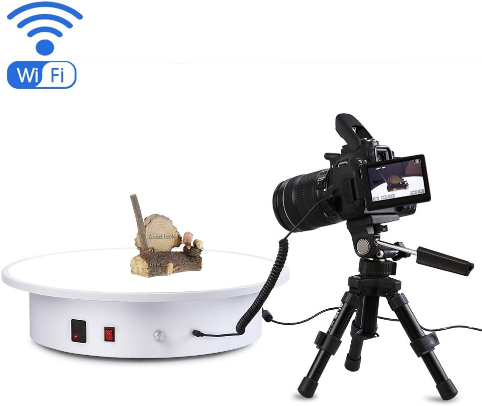 360 Degree Intelligent Lightening Turntable，Automatic Shutter,Adjustable Speed & Direction & Brightness，Infared Remote or WiFi Control，220Lb Capacity,Perfect for 360° Images,Photography Turntable