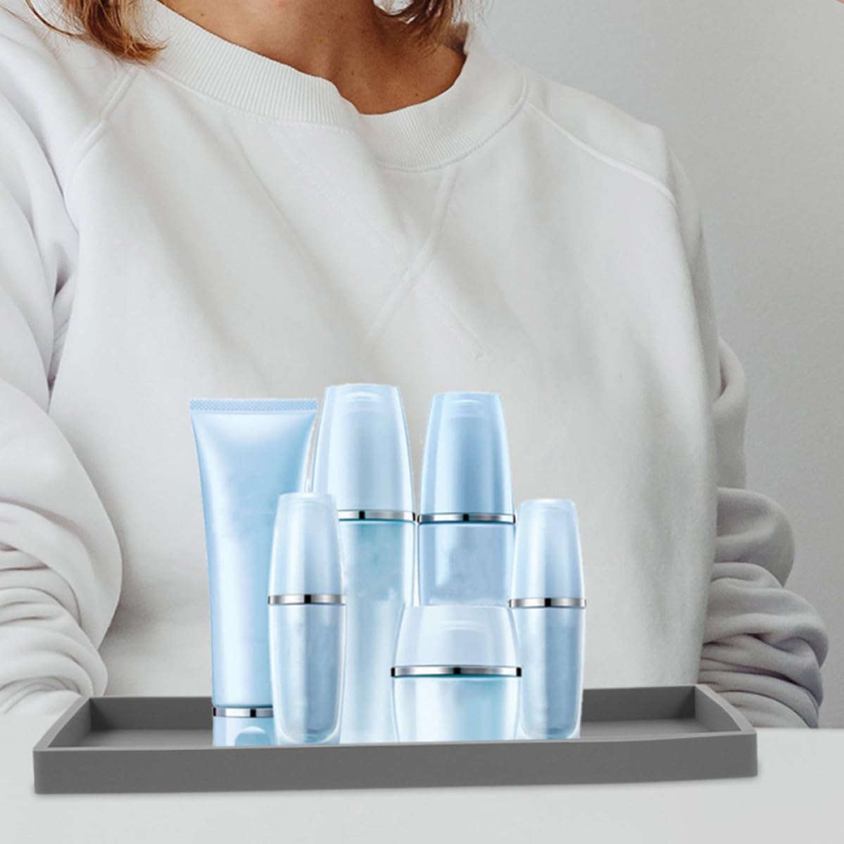 YARNOW 3pcs Nonslip Silicone Bathroom Vanity Tray Set Rectangular Organizer for Sink or Bathtub Counter, Food Contact Safe Bathroom Sponge and Toiletries Holder