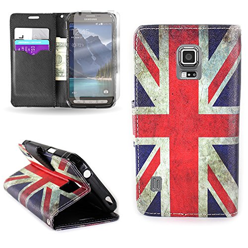 for Samsung Galaxy S5 Active (G870) by CoverON Wallet Case (Carryall Series) with Flip Cover and Screen Protector (Will Not Fit Other S5 Models) - U.K. Flag