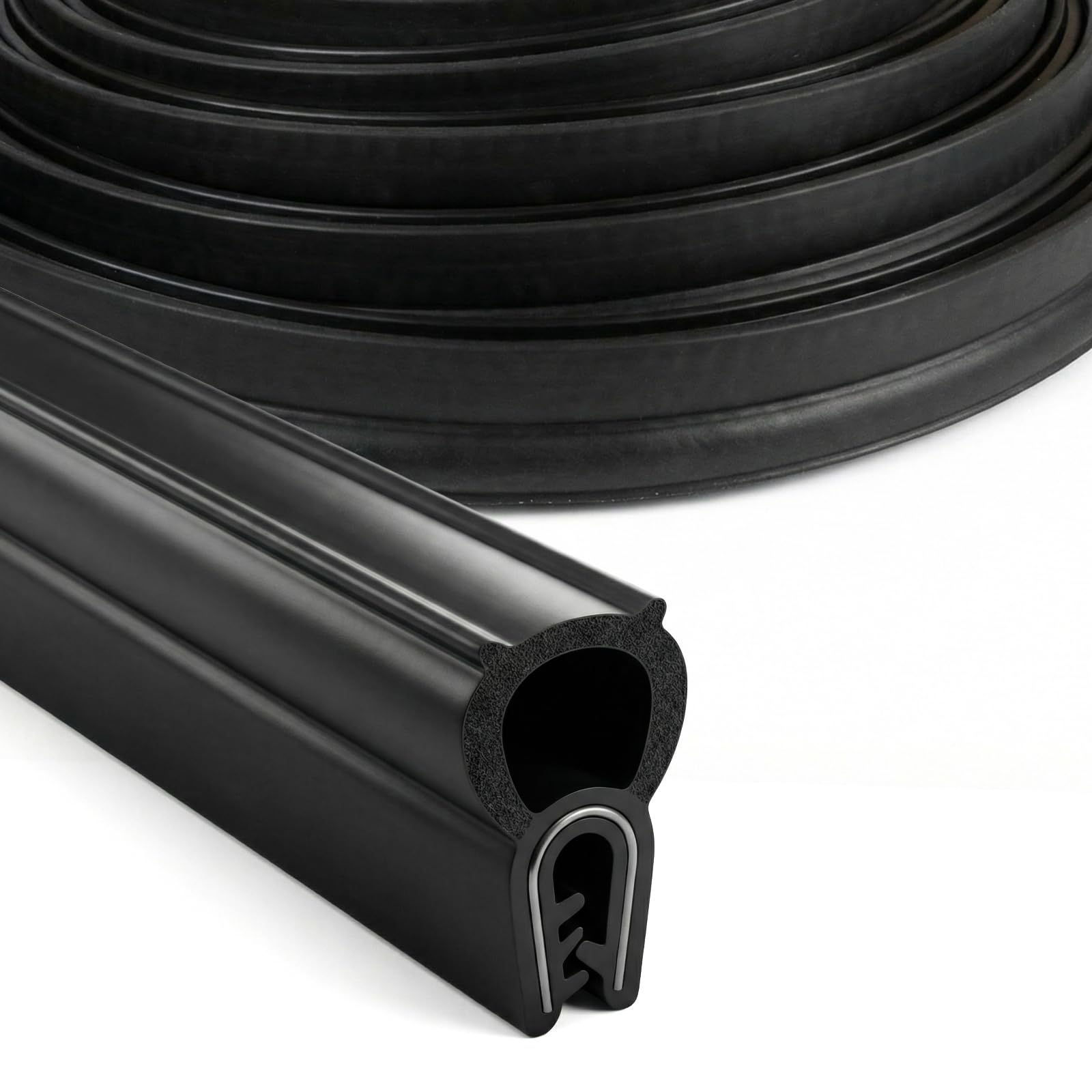 Guarnizione universale per porta auto, 6 metri, in gomma EPDM, colore nero, senza colla, protezione dei bordi con guarnizione superiore per auto, roulotte, camion, barche, protezione dalle