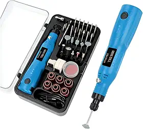 Retífica Portátil Multifuncional EXBOM 76 Acessórios, Sem Fio, Bateria 36V, 15000 RPM, Kit com Brocas, Discos e Lixas, 95g