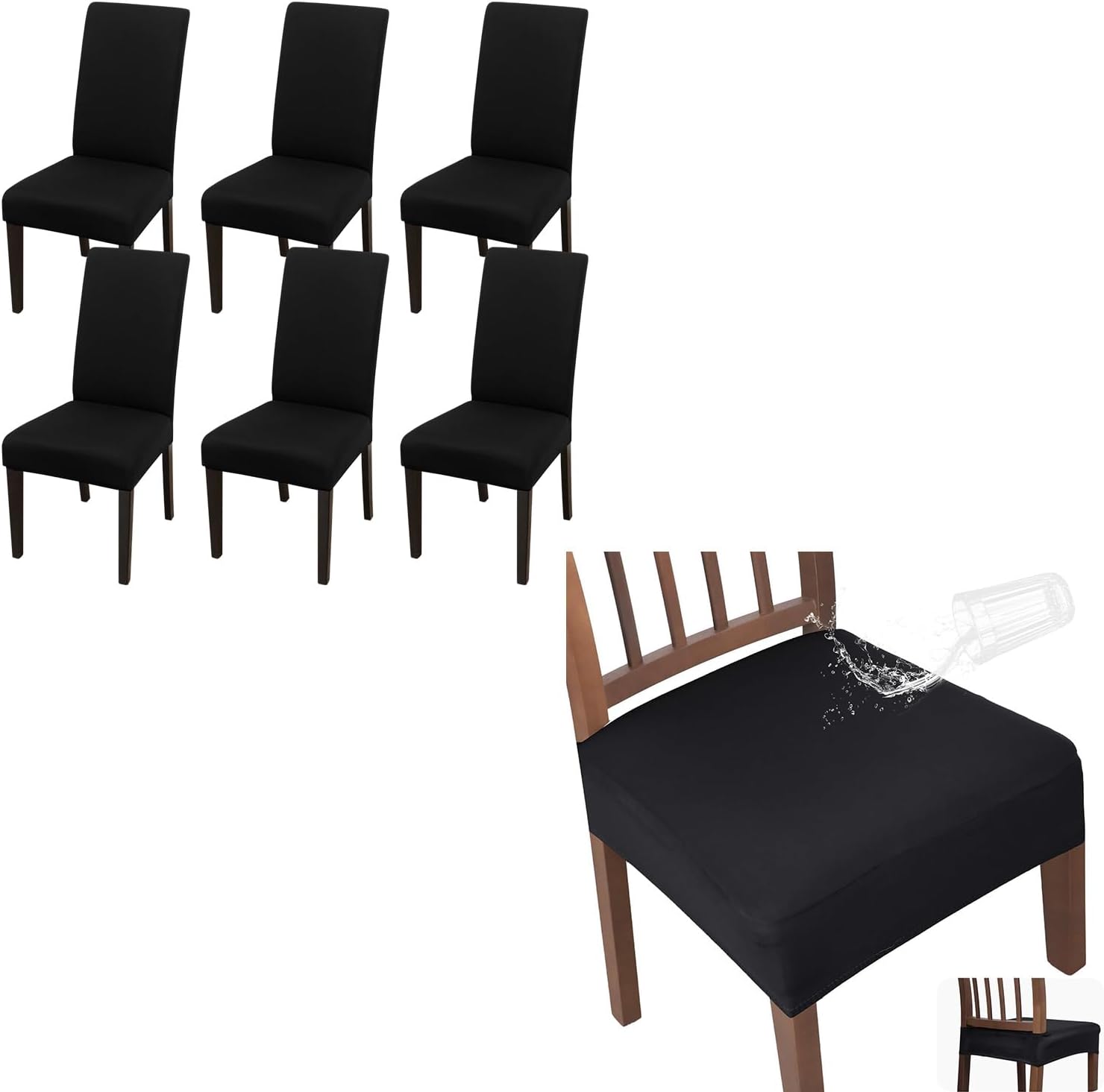 JQinHome Dining Chair Slipcover and Dining Chair Seat Covers Set of 6