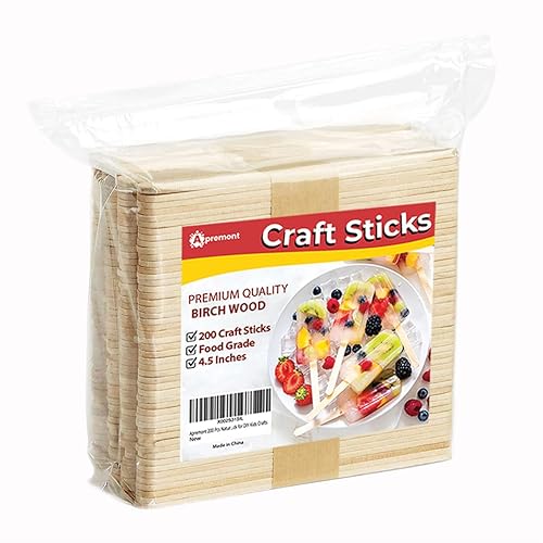Apremont 200 Pcs - 4.5 inch Natural Wooden Food Grade