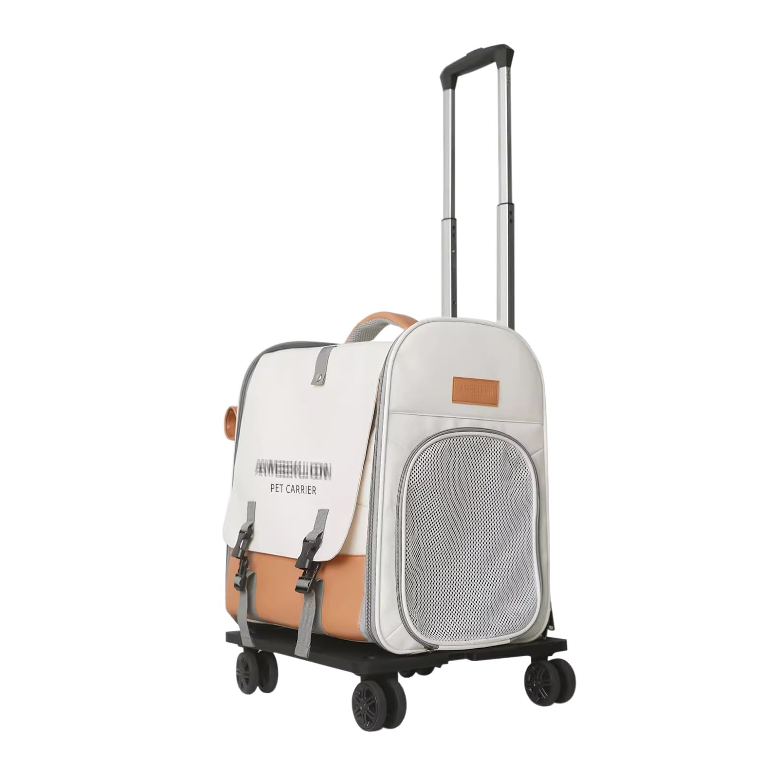 Transportín para Mascotas con Ruedas, Transportador para Mascotas con Asa Telescópica, Ventana de Malla, Diseño Súper Ventilado, Ideal para Viajar Caminar Acampar