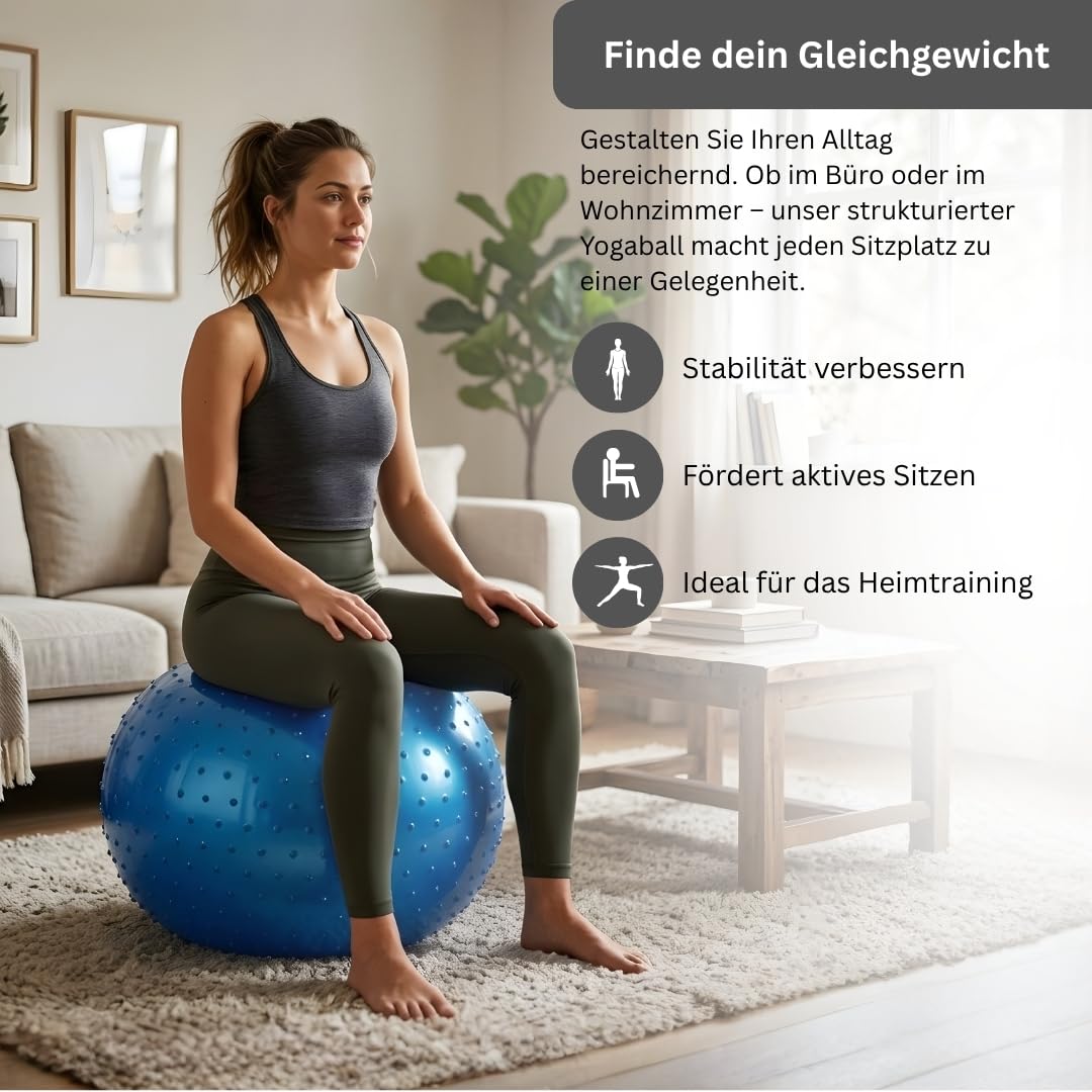 Endless Piłka do jogi zapobiegająca pękaniu, gruba piłka gimnastyczna PCW do fitnessu, pilatesu, stabilności i treningu domowego, krzesło balansowe dla mężczyzn i kobiet
