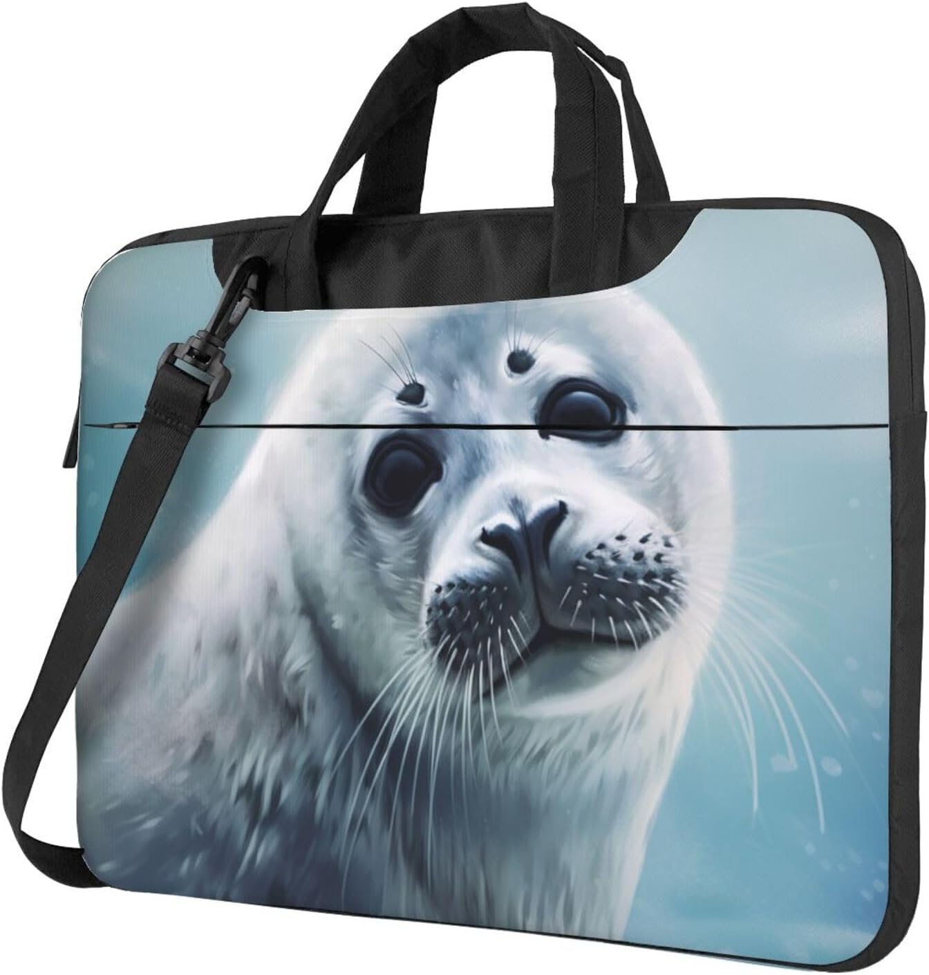 Laptop Shoulder Bag Laptop Bag Computer Bag Harp Seal Wallpaper Messenger Bag for Unisex