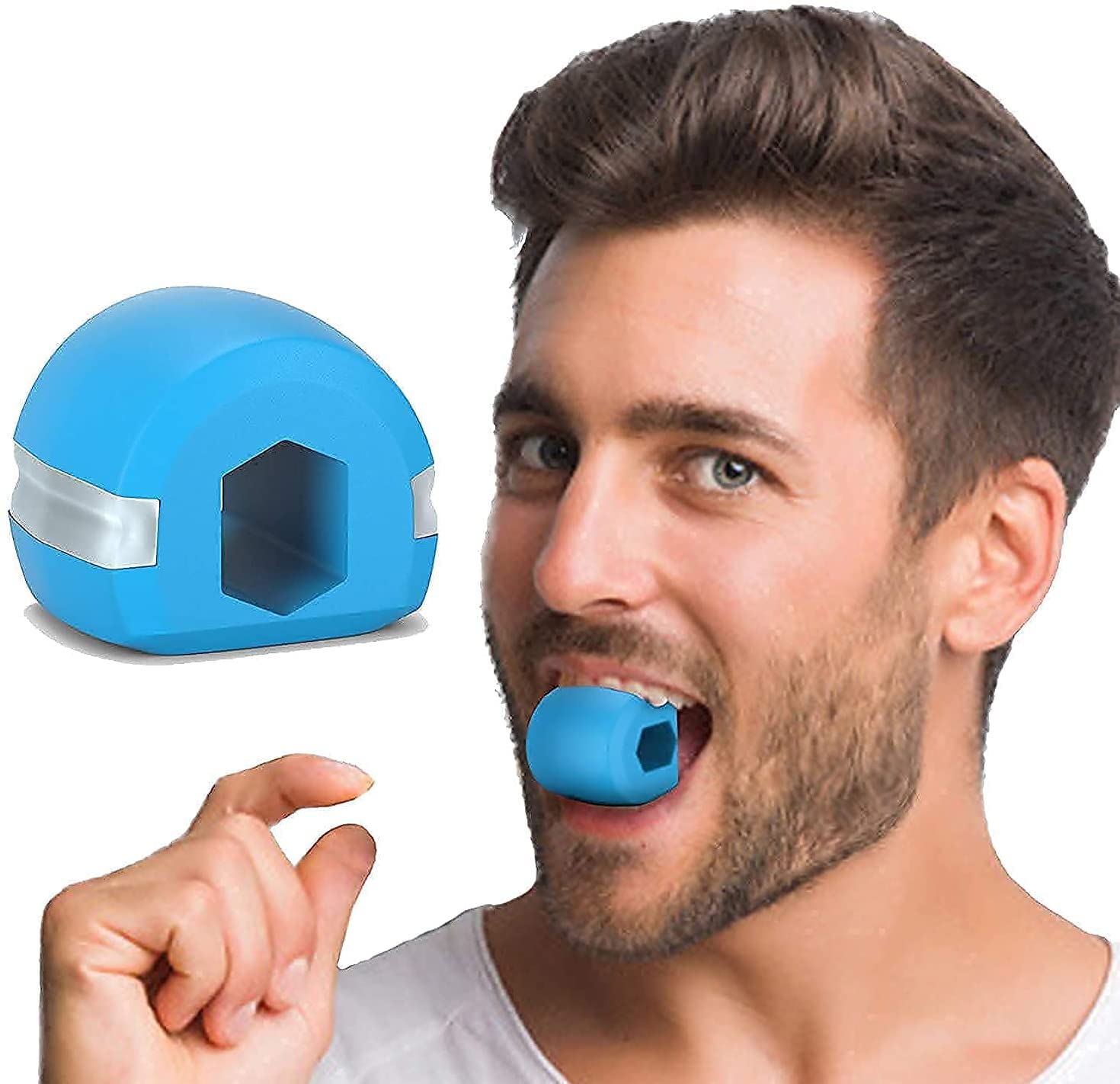 Yameem يميمJawline Exerciser Tool Men & Women, Double Chin Reducer for Women Face Fat Reducer Jaw Exerciser for Men Jawline Shaper Slim and Tone Your Face & Neck Jaw Liner Tools (BLUE)