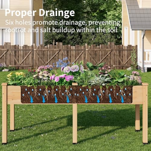 Image of Wood Raised Garden Bed, 72x24x30in Elevated Wooden Planter Box with Legs Standing Growing Bed for Backyard, Patio, Balcony with Bed Liner, 200 Pound Capacity 2PCS