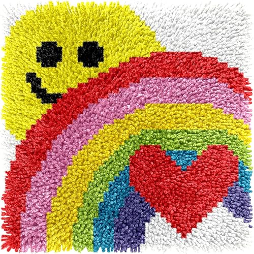 Image of Puzamen Latch Hook Kits for Adults, 12 * 12IN Latch Hook Rug Kit | 30*30cm Small Rug Making Kit Crochet Craft with Pre-Printed Canvas & Precut Yarn and Hook Tools for Christmas Gift