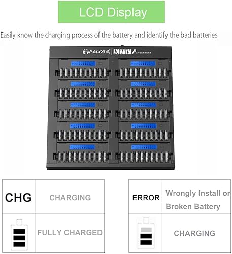 Miniatura 3 de Cargador de batería AA de 100 bahías alto LCD inteligente para KTV 1.2 V NIMH doble A baterías recargables a granel con función de descarga