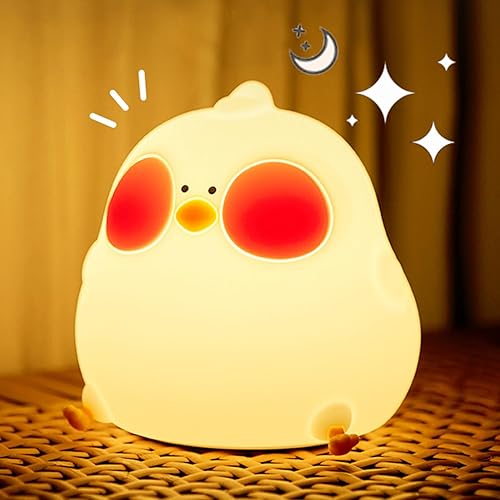 Lámpara de noche de silicona para pollitos, lámpara blanda para guardería, bonita lámpara de noche de animales para bebés, niños y adolescentes, luz