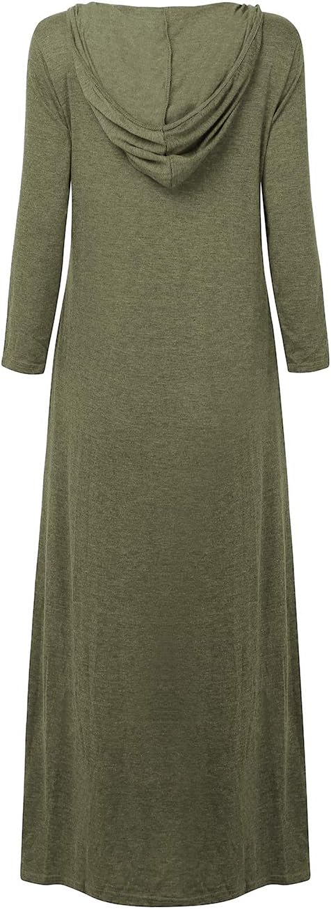 Jacansi Women's 3/4 Sleeve Midi Dress, Casual Loose Fit Solid Color Dress with Pockets, Soft Lightweight Everyday Dress