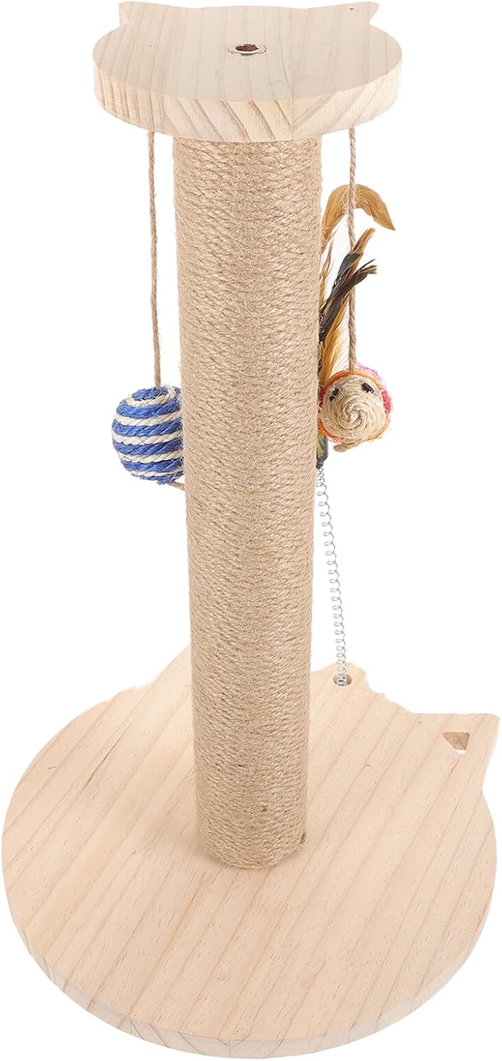 VICASKY Cat Scratching Post Sisal and Solid Wood Sturdy Standing Kitten Scratch with Teaser for Indoor Cats Pet Scratch Pole Furniture Random Color