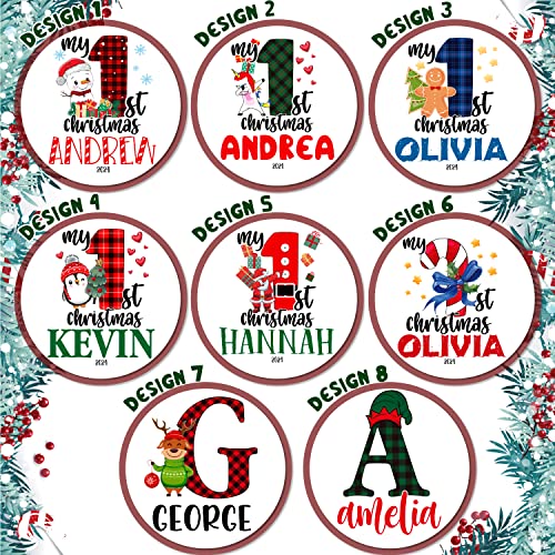 PEOPLE PEOPLE Personalized Girl Boy Christmas Baby Onesies w/Name - 9 Design -Custom My 1st Noel Bebe Bodysuit Clothes, Christma Kids Gift C1, White, Newborn, 3M, 6M, 12M, 18M, 24M2