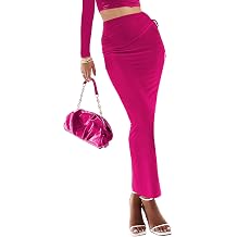 Womens Fold Over Drawstring High Waisted Maxi Skirt Ruched Pencil Long Skirts Going Out Bodycon