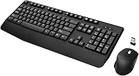 Vista 11 de Combo de teclado y mouse inalámbricos de tamaño completo 2.4GHz con cómodo reposamanos y mouse óptico inalámbrico para Windows, Mac