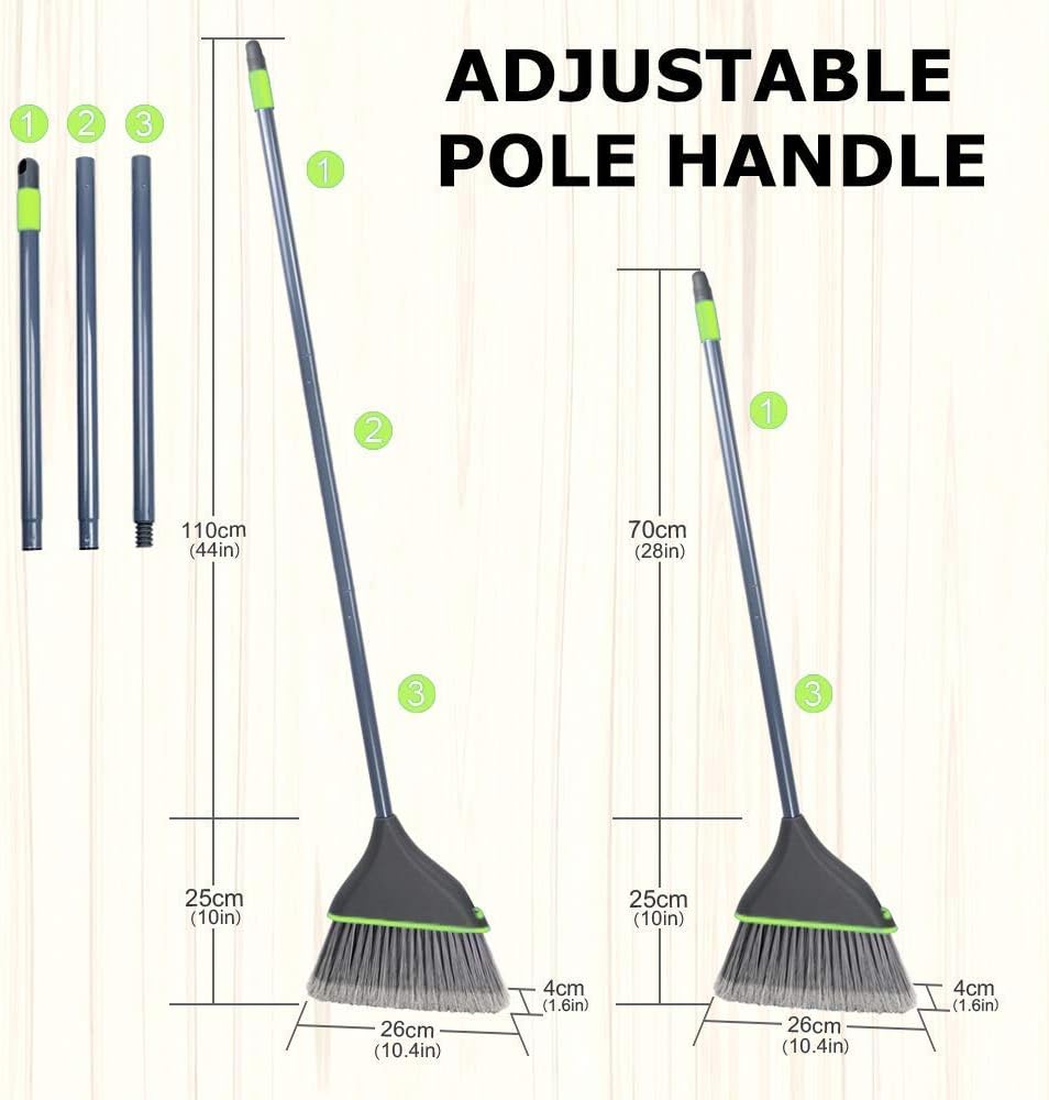 Guay Clean Angled Broom and Dustpan Set with Adjustable Handle - Easy Sweeping for Home Kitchen Office Floor - Collects Dust Dirt Debris - Built-in Broom Comb - Blue : Health & Household