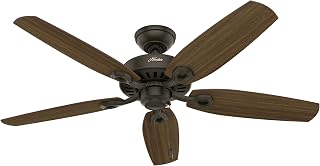 Hunter Builder Elite 52" Bronze Indoor Ceiling Fan No Light, Pull Chain Control, Quiet Reversible Motor - 5 Blades for Bedroom Living Room
