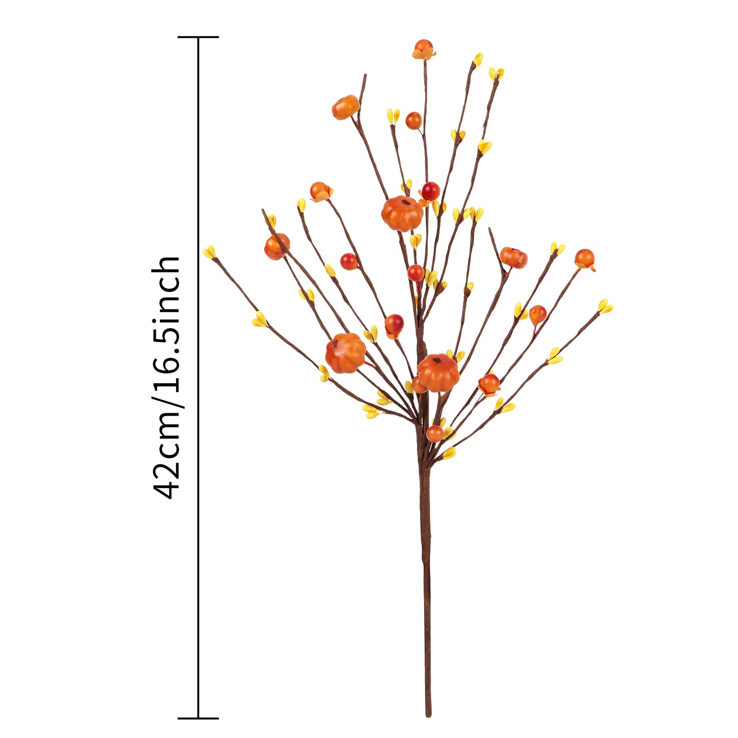 Künstliche Beerenzweige Herbstdeko - 2 Stück Orange Beeren Mit Kürbisblättern Für DIY-Dekoration