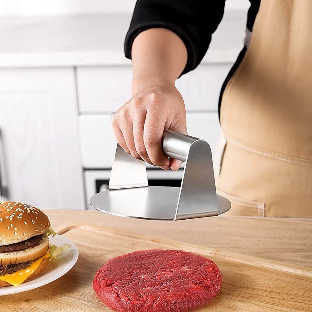 Amazon｜ミートプレス ステンレスバーベキューハンバーガープレス キッチンパテ ステーキプレス ラウンド ハンバーガープレス パティ作り 肉プレス  手軽にパテが作れる キッチン用品 調理用品（木製ハンドル）食用品質のステンレス鋼｜ガーリックプレス オンライン通販 ...