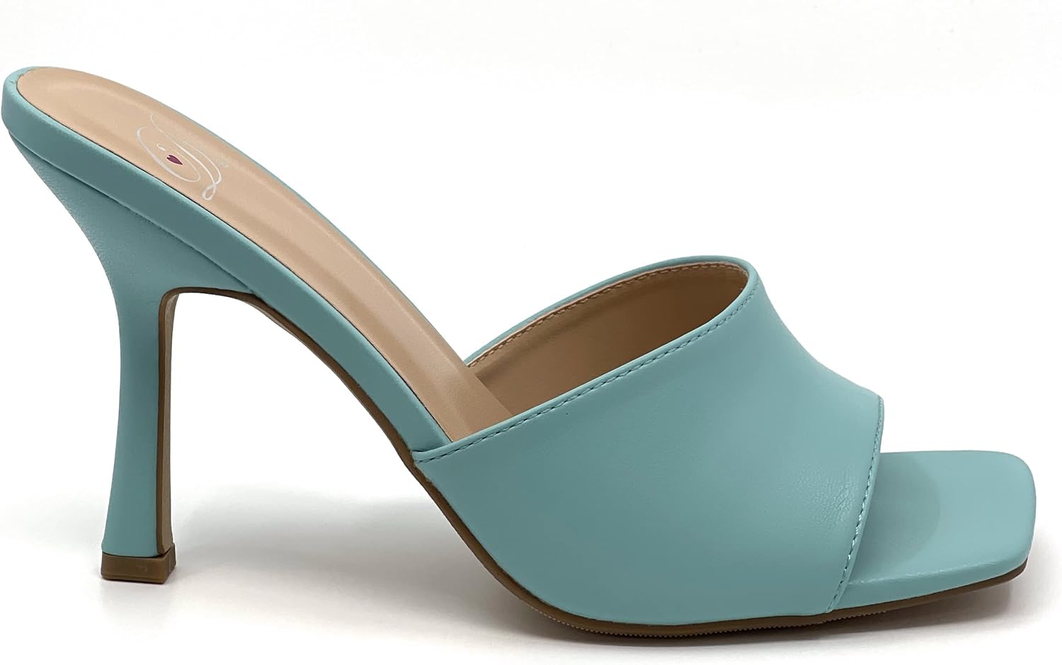 Soda Women's Square Toe Heel Sandals Slip On Mule Stiletto Heel Sandals - Image 2