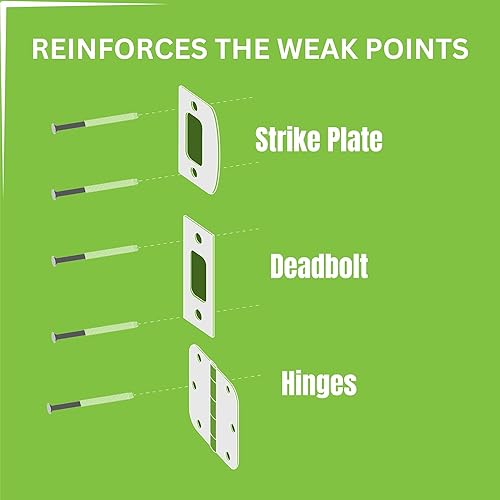 Miniatura 2 de Kit de tornillos de seguridad de puerta mejorado para placas de impacto, placas de cerrojo y bisagras. Tornillos de 3 pulgadas y una broca, hace que