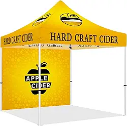 Barraca de cidra dura, tenda de dossel para uso externo resistente 25 x 25 cm, tenda de fornecedor de negócios com tema de cidra de artesanato rígido para mercado pop up e cobertura de publicidade de vinagre, 1 parede traseira