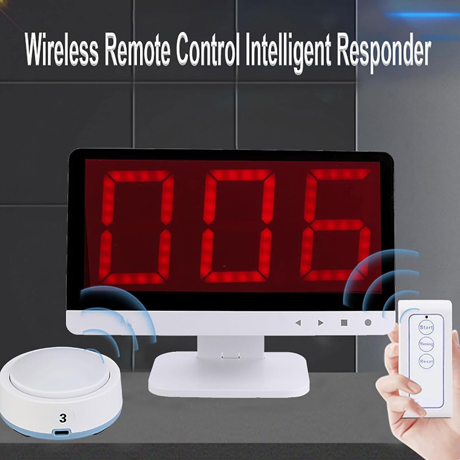 Sistema di gioco a quiz wireless con telecomando, 1 monitor e 10 cicalini per spettacoli di gioco, concorsi scolastici e quiz per feste