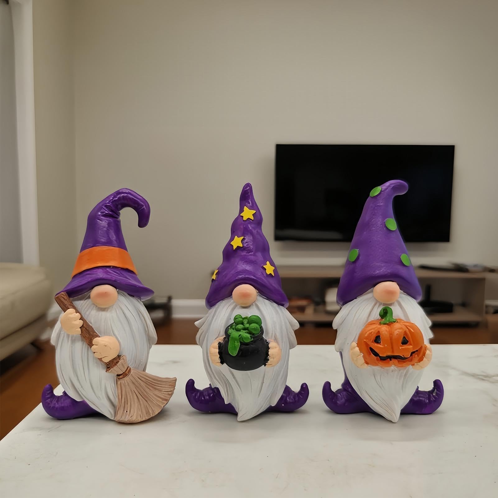 Genérico Gnomos Decorativos para el Hogar 3 Piezas de Figuras Halloween | Gnomos de jardín de resina para decoración del hogar, segunda casa, cocina y oficina