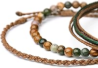 Vista 504 de Handmade Natural Stone Beaded Healing Bracelet Gift for Men Adjustable Rope String Bracelet