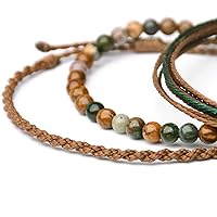 Vista 319 de Handmade Natural Stone Beaded Healing Bracelet Gift for Men Adjustable Rope String Bracelet (picasso jasper, Adjustable)