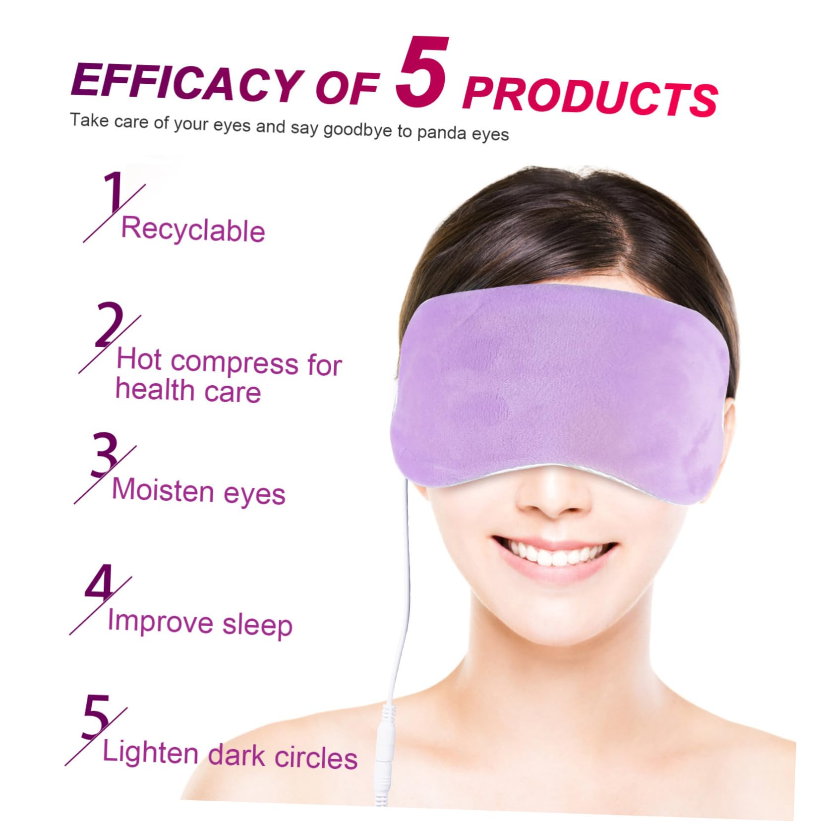 3 Pz Maschera Per Gli Occhi Al Vapore Copri Occhi a Vapore Cuscinetto Oculare Riscaldato Mascherine Per Dormire Da Viaggio Di Cristallo Viaggiare Macchina Da Massaggio Usb
