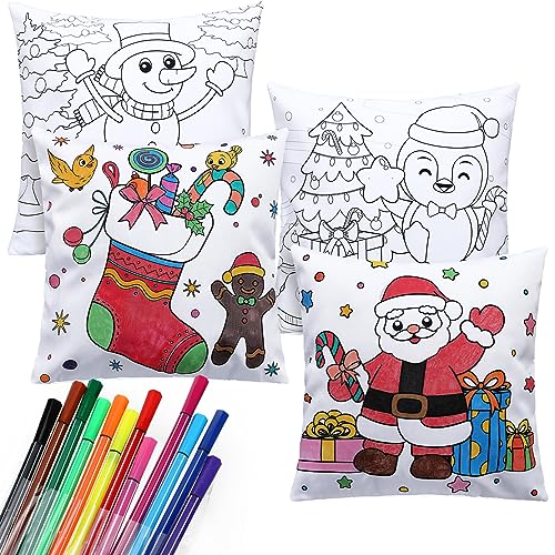 Buryeah Christmas Coloring Pillow Case Set