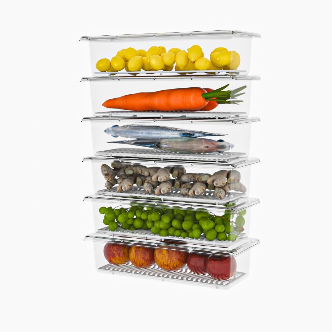 Buy TEX-RO 2 Fridge Storage Boxes Fridge Organizer with Removable Drain ...